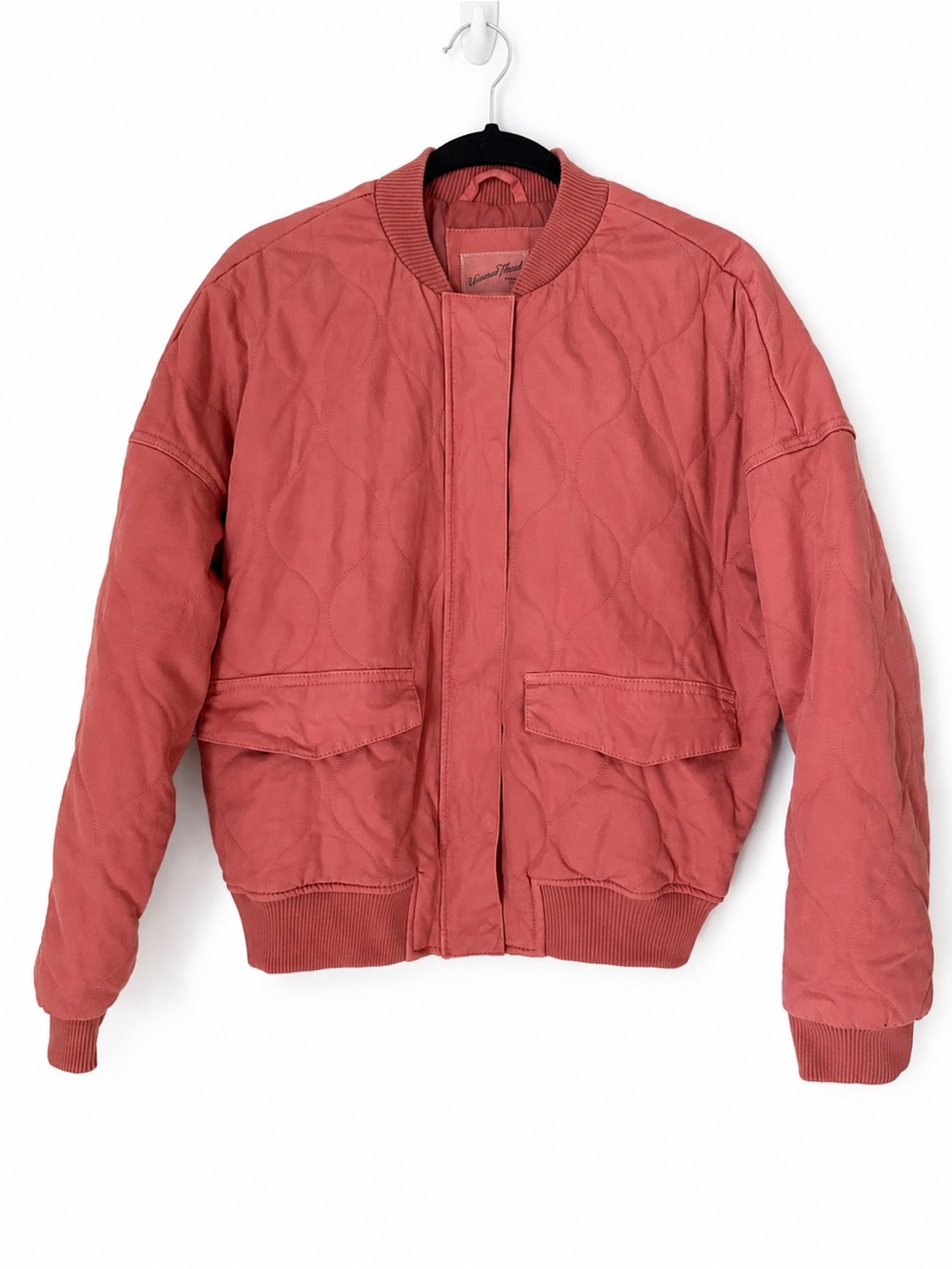Universal Thread Dusty Rose Pink Quilted Bomber Jacket Cotton Snap Front S
